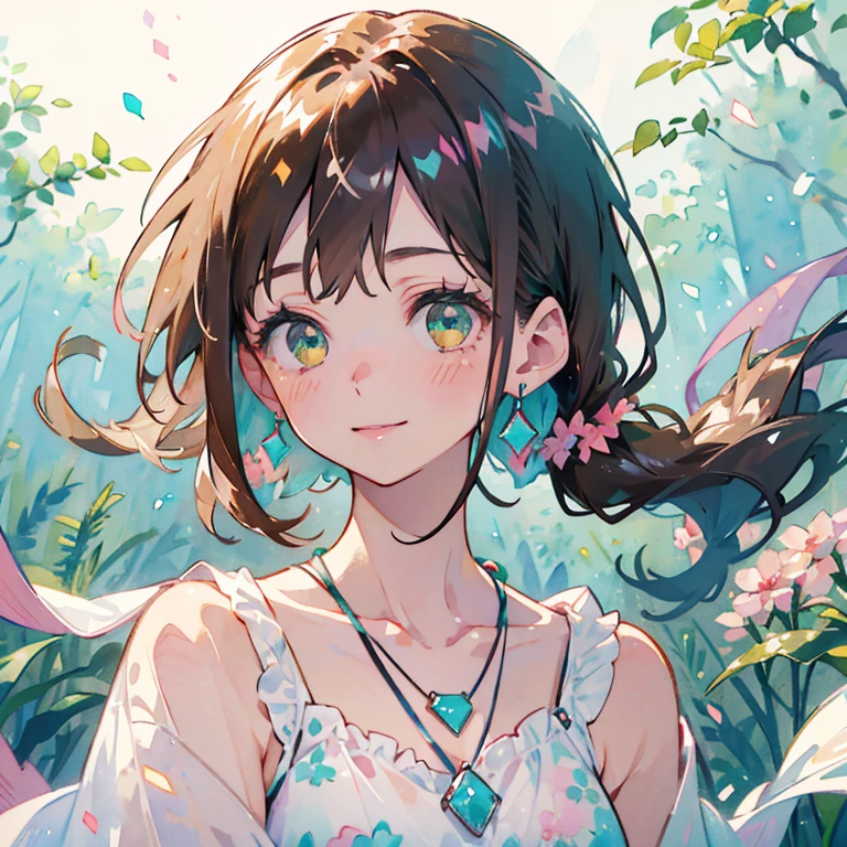 Anime girl with blue hair and flowers in her hair - SeaArt AI