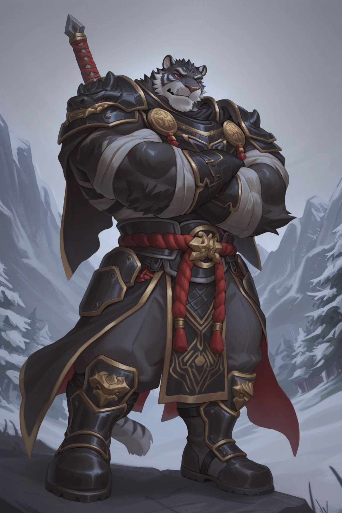 braided hair,battle,fight,white armor,long blue sword in his hand,elder,gentle and soft,ice magic power,long white beard,long braided hair,solo, kemono, (old grey wolf), anthro (old wolf), anthro, male, anthro male (old wolf), anthro (old wolf), tail,muscles, handsome, general, loose cloth ,bulge, big abs, northern area,cloudy sky,wind and snowstorm,perfect lighting, (light particles),(best quality),(masterpiece),(ultra detailed),sharp focus, light particles, strong, serious,rippled muscles, ultradetailed face, ultradetailed eyes, looking at viewer, good looking, , ((detailed face)),a lot of scars,the elder,elder face