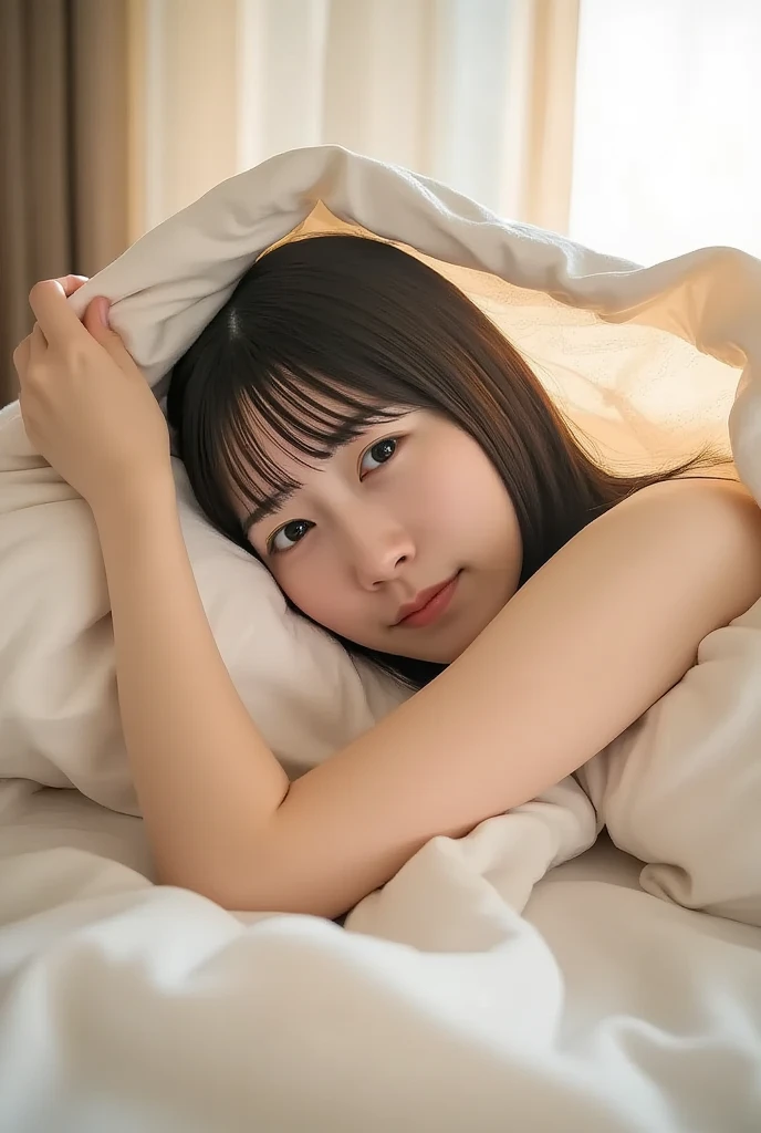 1girl, Good morning, hangover, waking up in bed, sleepy