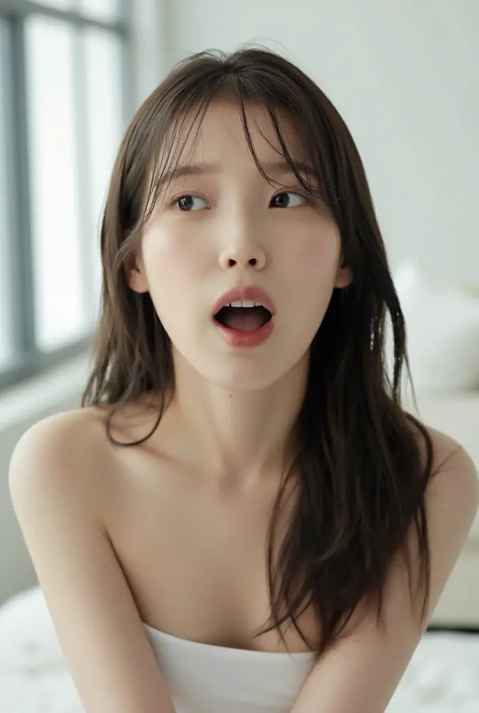 ((1girl)), in , instant camera flash, pose at bedroom, makeup with glossy lip, small breasts, (girl in the yacht:1.4), various angle, ((faced focus)), 22 years old, Beautiful Japanese Girl, side pose, (:1.4), realistic light, realistic skin tone,  slip