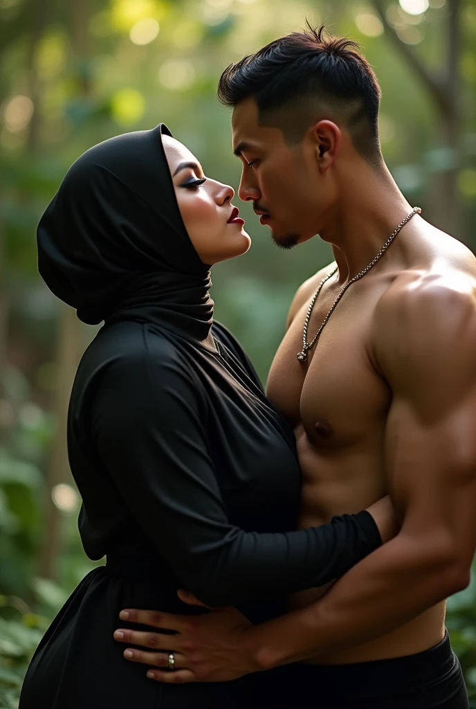 (((man and woman  in various position))) (1 gorgeous hijabi malay girl wearing  and arm sleeve, , wearing plain hijab, she is hugging 1 handsome man 40 years old with slick back hair, he is  and wear ) ((he is  with her)), dynamic pose, ultra realistic, masterpiece, maximum quality, detailed skin texture, skin pores, film grain, eyes closed, skin marks, moles, highly detailed skin, fantasy flower garden, (flowers blooming densely in background), lisianthus, pale pink and light azure color grading, surreal and dreamy environment, ethereal foliage, high contrast, ink strokes, over exposure, abstract, (watercolor painting by John Berkey and Jeremy Mann, brush strokes), flower petals and leaves flying blown by wind, film grain, film noise, cinematic composition ((KAMASUTRA)) ((wind blowing dramatically)) ((man with slick back short hair))