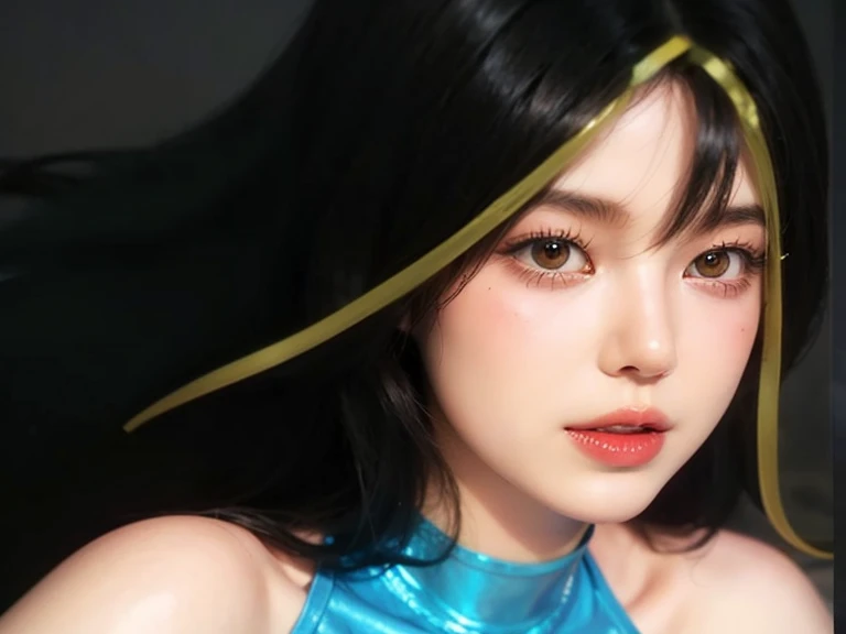 Wearing a blue cheongsam