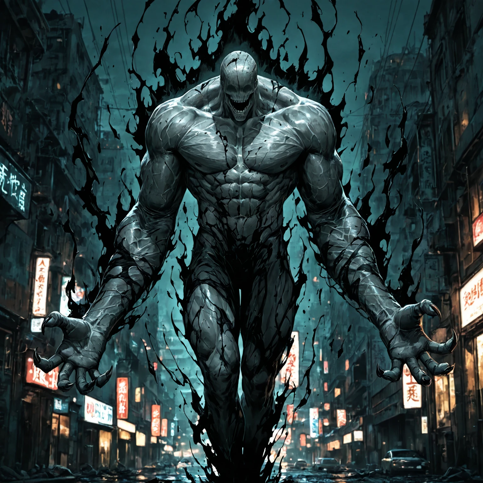 Hospital, residual value, , a monster roaring, 3 meters tall, zombie, surreal