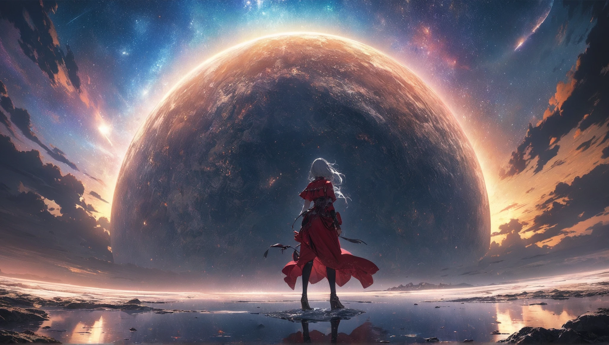 ​masterpiece, best quality, highly Detailed, single girl, alone, outside, Camping, natta, Mountains, Natur, stars, Mond, green eyes, cheerful, sleeping bag, Camping stove, flashlight, woodland, rocks, river, wood  , smoke, heaven, clear heaven, commute, quiet, quiet, quiet, peaceful, Serene, remote, adventurous, Exploration, Escape, Independence, Challenge, durability, Endurance, surveillance, Intuition, improvement, creativity, Performance, art,  Inspiration, beauty, awe, wonder, gratitude, recognition, Relaxation, Enjoyment, Taper, awareness, awareness, balance, balance, Textur, Detail, 真实感, depth, Textur, colour, light, shade, refraction, Ton, Ton, Contrast Middleground Background Natural Simulation Impressionistic Expressive Abstract Innovative Experimental Unique, standing, very long hair, cowboy shot, brilliant, brilliant hair, (night:1.2),Dreamy, [[gentle fingers and hands:0.55]::0.85],(detailed fingers),),(emotional),(breathtaking),(main part:1.2) whole body.), (Anime Style), (Super Detailed), (brutal), (uhd, HDR), (8K), (High Resolution: 1.2), (Complex and Beautiful: 1.2), (Dramatic Lighting: 1.2) , (staring at the viewer), lora:add_detail:1, female necromancer, flowing white hair, detailed red eyes, skelet, Tomohiko Ito style