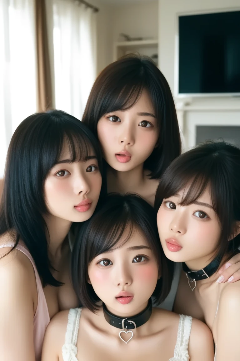 (highest quality, masterpiece, Photorealistic, Super detailed, 超High resolution, born:1.3), (Four Girls, Beautiful Japanese, Confused expression), double eyelid, (Completely , :1.8), Good move, 4K, High resolution, masterpiece, highest quality, Detailed skin, (Professional Lighting), (((Examination room, Examination table, Weight scale))), ((short hair, Black Hair:1.5)), (Anatomically perfect:1.1), (Four people standing side by side, Facing forward), , (black iris eye:1.5), (Gentle, goddess-like eyes:1.2), (happiness:1.2), (Lip gloss, eyelash, Gloss Face, Ultra-high resolution, Natural Shading, )