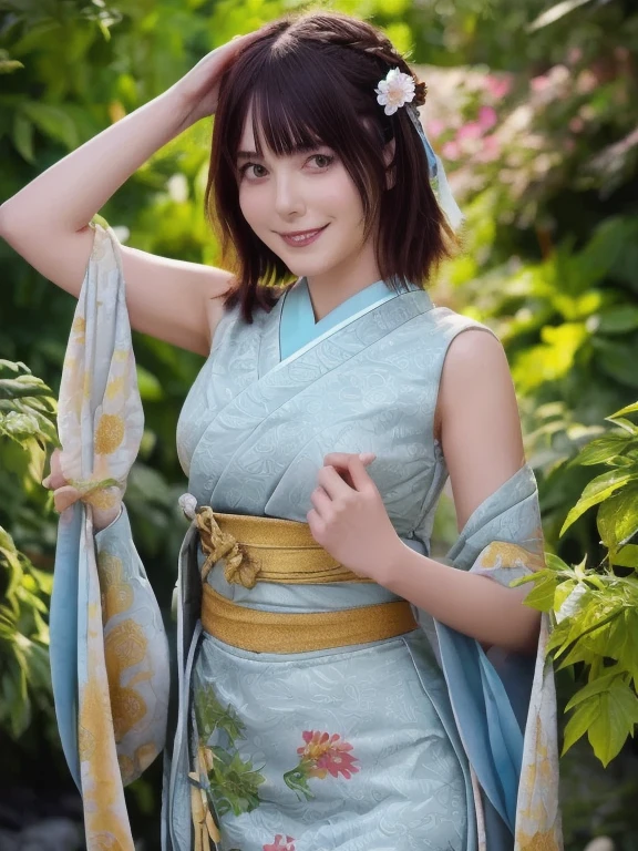 Zaid G,,((from below)), girl, Front view, stand, looking at the viewer,(short hair:1.2), (black hair), (:1.4), smile with white teeth, (realistic:1.4), (best image quality:1.0), (ultra high resolution:1.0), 8k, RAW photo, (masterpiece:0.2), athletics stadium uniforms, (Sweat, Wet:1.1), portrait,  whole body,(face to face with the children_v1:0.5), outdoors, athletics stadium,green bloomers,Sweat and Wet Tank Top,girl3 people,ピースするgirl3 people,whole body,