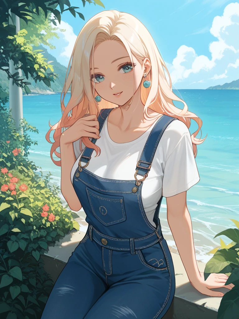Masterpiece, best quality, (detailed background), high contrast, 1 girl,wearing trucker hat, highly detailed face, wide shot portrait, smiling face,casual summer holiday sleeveless shirt, looking to the sky,beach background, clean line drawings,black and white only