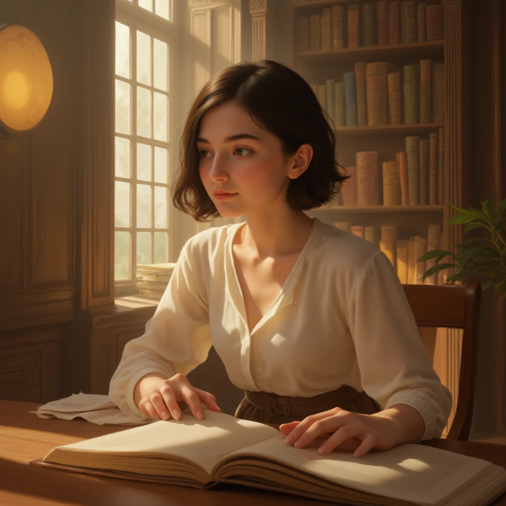 two hands opening a large book and from inside comes a light with beautiful treasures