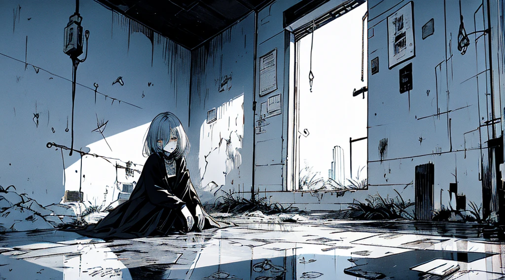 Yandere girl locked up a guy with short hair and green eyes. in the basement 