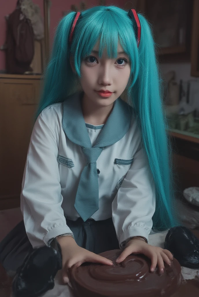 1girl, aki adagaki, blue hair, realistic,  