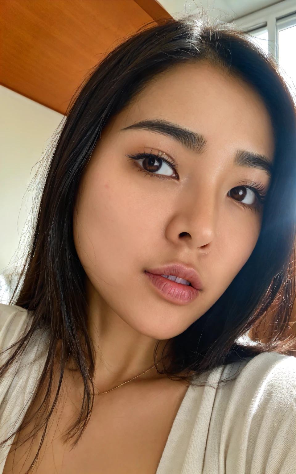 Tabletop,,Award-winning photo, Very detailed, Sharp focus on the eyes, Nose and mouth,Face Focus, Woman with open mouth and closed eyes, Black camisole、Age 35,Black-haired、Symmetrical face,Realistic nostrils、Angle from below、Elongated C-shaped nostrils,,,,,,,,,,,,,,,,,,,Browsing Caution,Live House Stage、on stage、Sweaty skin、Lighting that accentuates skin that shines with sweat、((Nose hook))Skin shiny with sweat、Glowing Skin、Sweaty hair,Beautiful Japan actress,smile