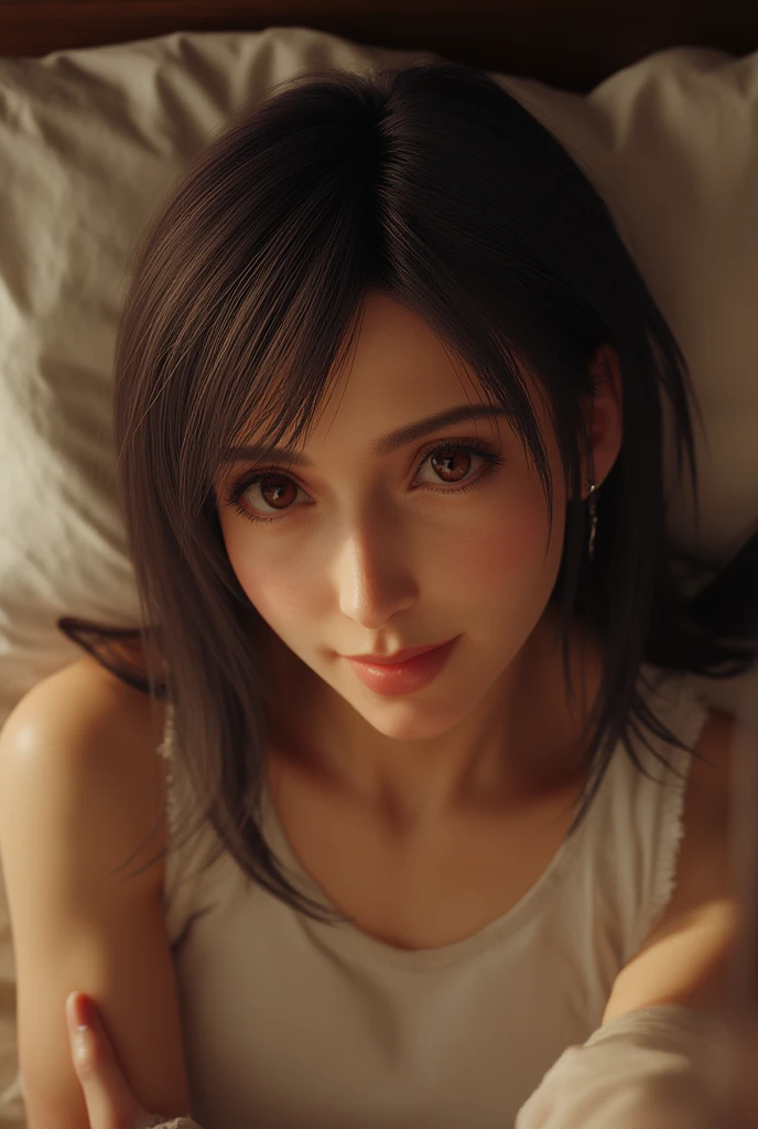 score_9, score_8_up, score_7_up, source_anime, best quality, masterpiece, official art, absurdres, highres, ultra-detailed,waifu2x,break,1girl, fantasy, tomboy, dark-skinned female, short hair, low ponytail, medium breasts, beautiful detailed eyes, adventure, sweat, sleepily, grab breasts, , bed, indoors, break,(clear line illustration:1.2),very high resolution, very aesthetic, super detailed skin, Best  lighting powered by famous artist, 8k,cute picture,beauty illustration,photoshop_(medium),,(Detailed Lighting),best anime 8k konachan wallpaper, pixiv contest winner, 