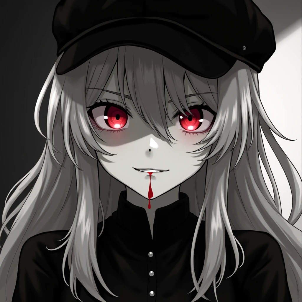 Anime Zombie Witch Design, Crossbones, skull, Streetwear-Design, Pro-Vector, Horror-Stil, Complete design, Only 6 colors, solid colors, no shadows, Complete design, sticker, bright colors, White background.