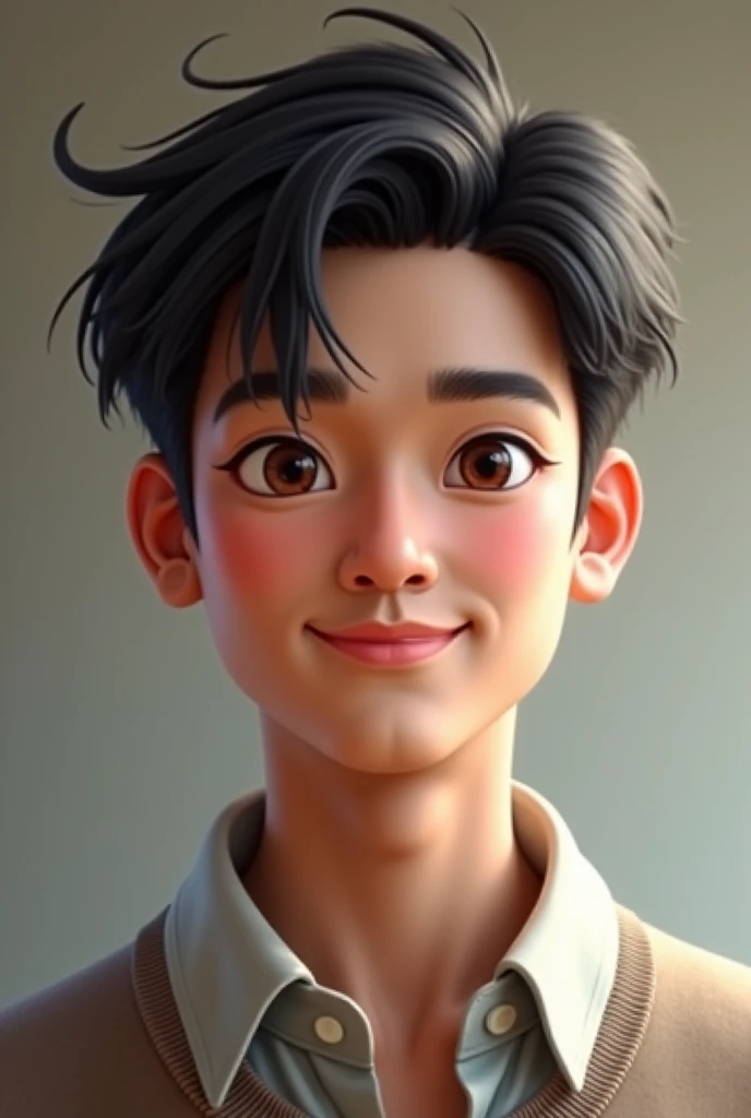 best qualtiy， 1boy， Solo exhibition，green shirt, cartoon portrait of ， simple backgound