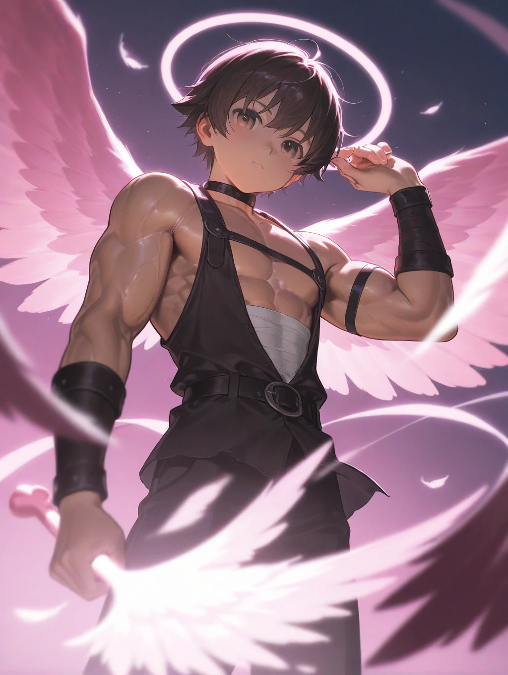 (masterpiece, best quality),Male children,nakeness,A pink-haired,A young boy with,younge boy,Kid's face,adolable,infancy,Young age,Short round face,Flat chin,children's,infancy,(Kid's face),Land of Crystals,ice field,Pink belly hair,Pink  hair,Pink pubic hair,Young age,Flat chin,The body is covered with black feathers,Fine face in detail,Clean skin,White men's briefs,musculous,pink short hair,Bright Hair,White eyes,Keep your eyes wide open,nakeness,White briefs,White briefs,Pectoralis abdominal muscles,being thin,Strong and well-developed muscles,Butterflies with feather-like wings shimmer with crystal-like brilliance,Bright and vivid colors,(depth of fields:1.2),Positive audience,looking at viewert,Black feathers fall on the body,the night,Holy,Light-sensitive,byself