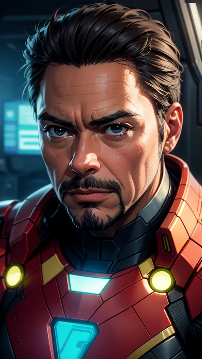 Iron Man Tony Stark dj, no helmet, big black headphones, photography style with soft lighting and delicate details. Rendered with Octane and artstation trend techniques, this ultra-high detail and ultra-realistic image has a cinematic feel. The resolution is an impressive 16K --auto --s2