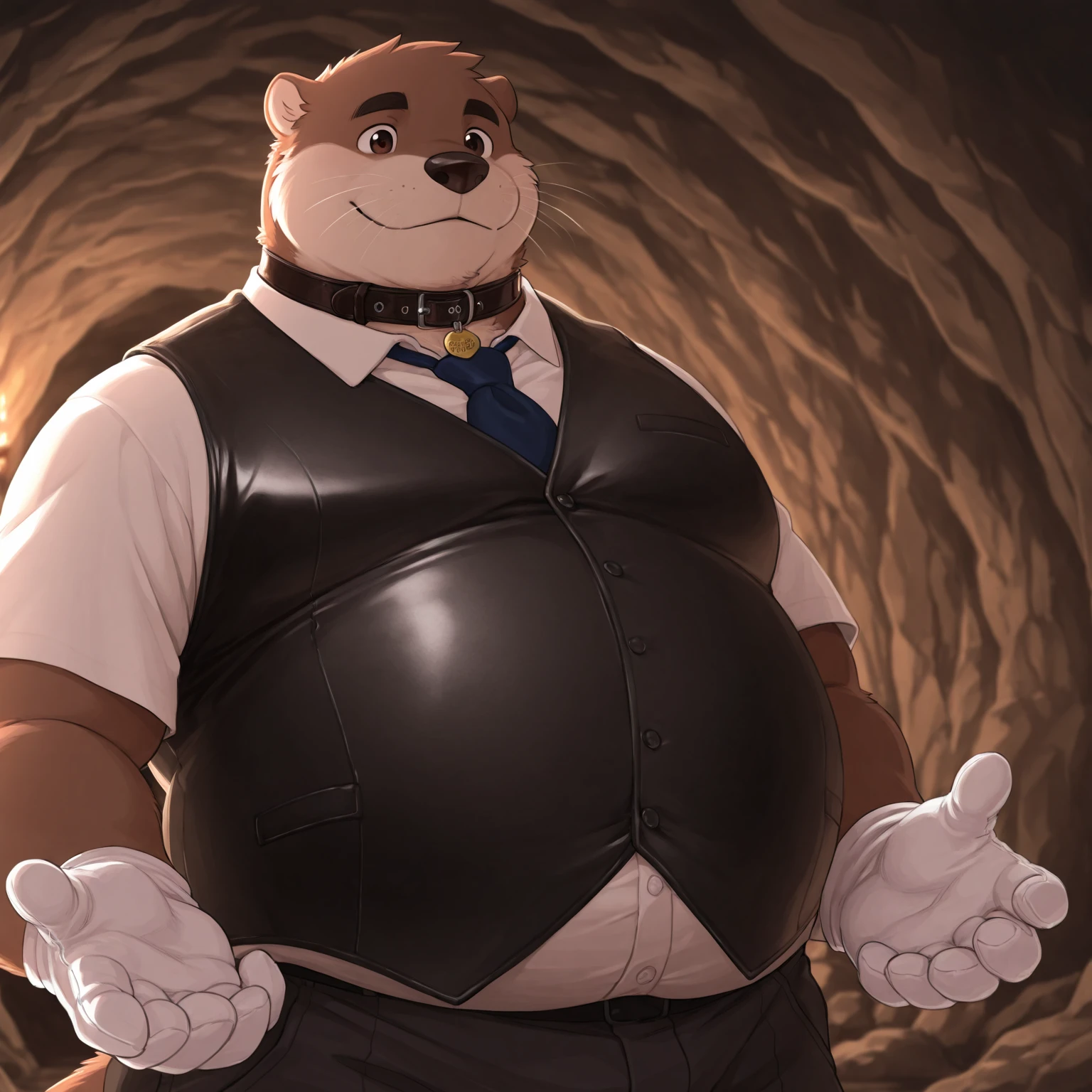 yohack, solo, canid, mammal, white body, white fur, blue eyes, band-aid, vest, shirt, smile, blep, stocky, (half-length portrait:1.2), by milkytiger1145, by takemoto arashi, ,hot body hot belly. Show bear your huge . I wanna cook you  Drencheds . I sucked you big  Drencheds . I want to hug your big belly. Show you  Drencheds . Please show me your huge  Drencheds  🍆 