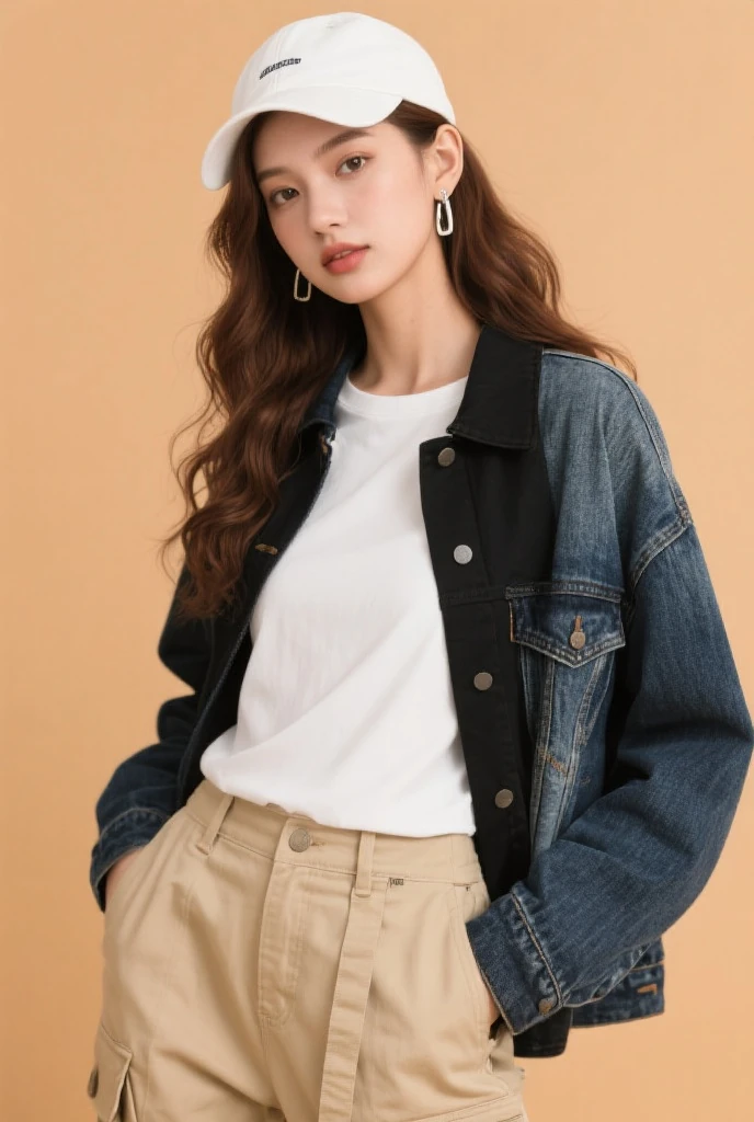 arafed woman wearing a face mask and jacket sitting in a car, cropped shirt with jacket, white jacket, simple style, casual clothing style, simple aesthetic, white trendy clothes, minimalistic!! simple, smooth white tight clothes suit, cute casual streetwear, , wearing a blazer, wearing off - white style, outfit photo, jackie tsai style