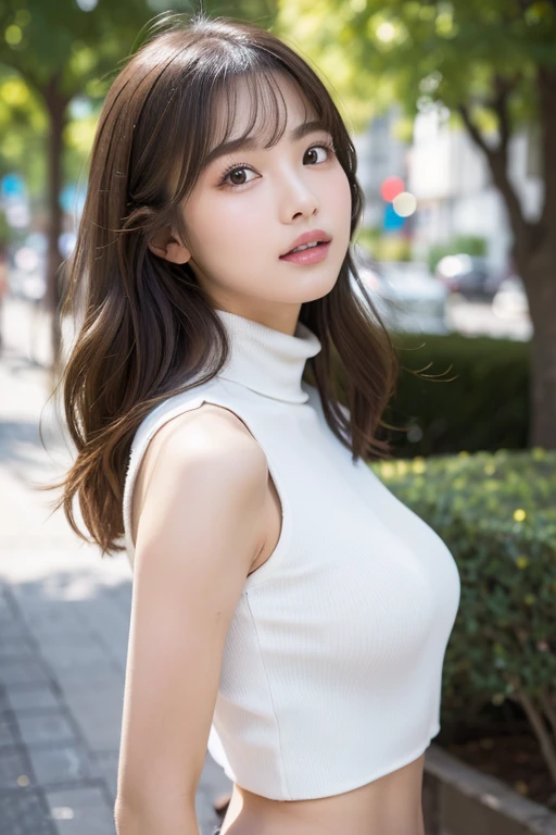 masutepiece, Best Quality, Illustration, Ultra-detailed, finely detail, hight resolution, 8K Wallpaper, Perfect dynamic composition, Beautiful detailed eyes, doress,Medium Hair, ,large full , Natural Color Lip、Panchira、Natural Color Lip, Random and poses,Smile,TOKYOcty、20 years girl,Cute,full body Esbian、