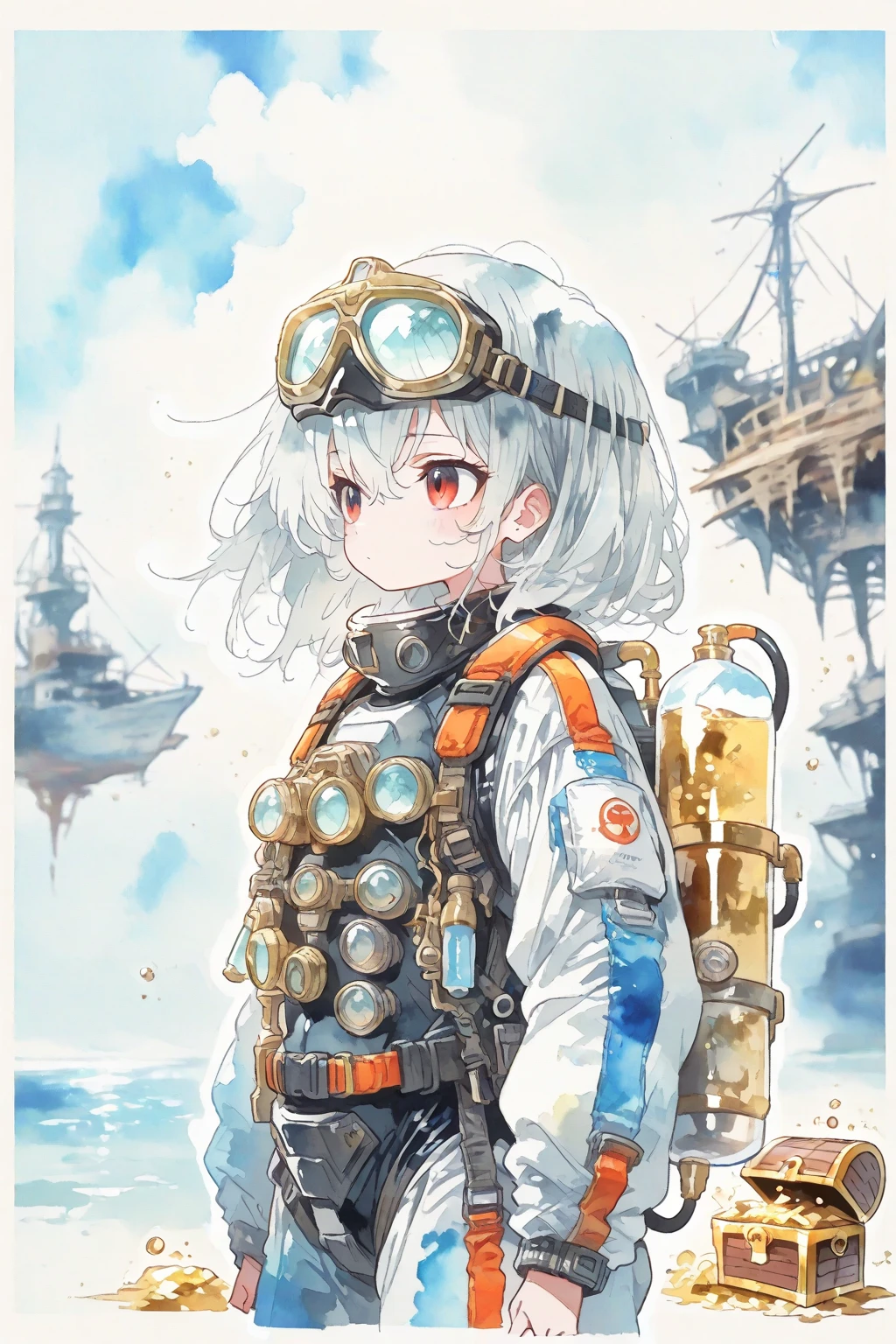 ((((Full body of a woman with perfect flat chest、solo、Short unkempt black hair、white military jacket、Miko costume、tights、Black glasses、White military cap、Cloudy eyes、Sleepy expression)))), (((masterpiece))), (((Shipgirl))), ((Floating on the morning sea with both feet)), (Spread your  open), (Hold the turret with your right hand), (Mechanical arms extending from the waist are used to equip the ship with battleship equipment.), (Equipped with a turret on the back), (Holds the turret with his left arm), Shotgun shells are attached to the thigh with a belt, Spreading the Machine's Wings, Machine tail,  shotgun, 