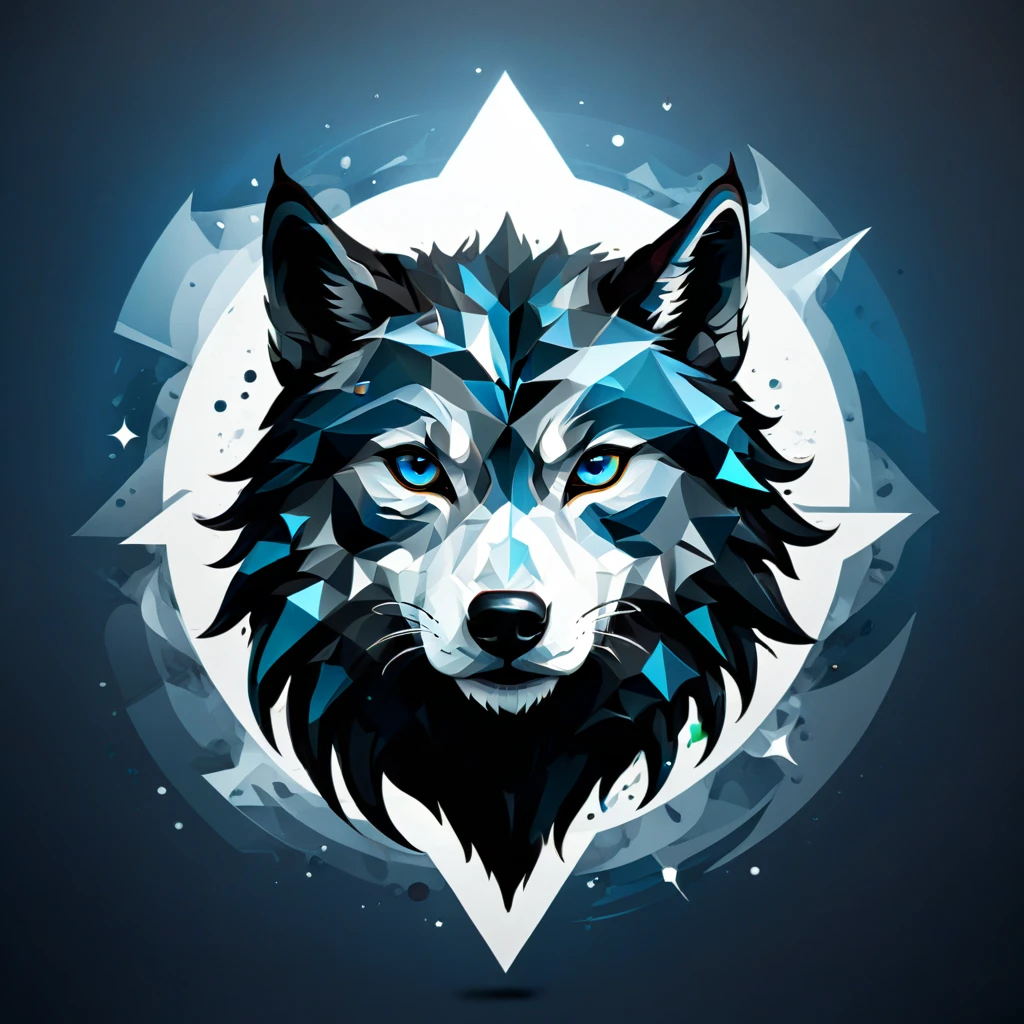 Create a digital image of a blue fox that combines elements of cryptography. The fox must have a modern and stylized design, with geometric patterns and bright colors that represent blockchain technology. Integrates cryptic symbols and code chains into its fur to give it an enigmatic and futuristic look. Make sure the fox's environment also reflects a technological theme, con fondos que recuerden a redes y matrices digitales.