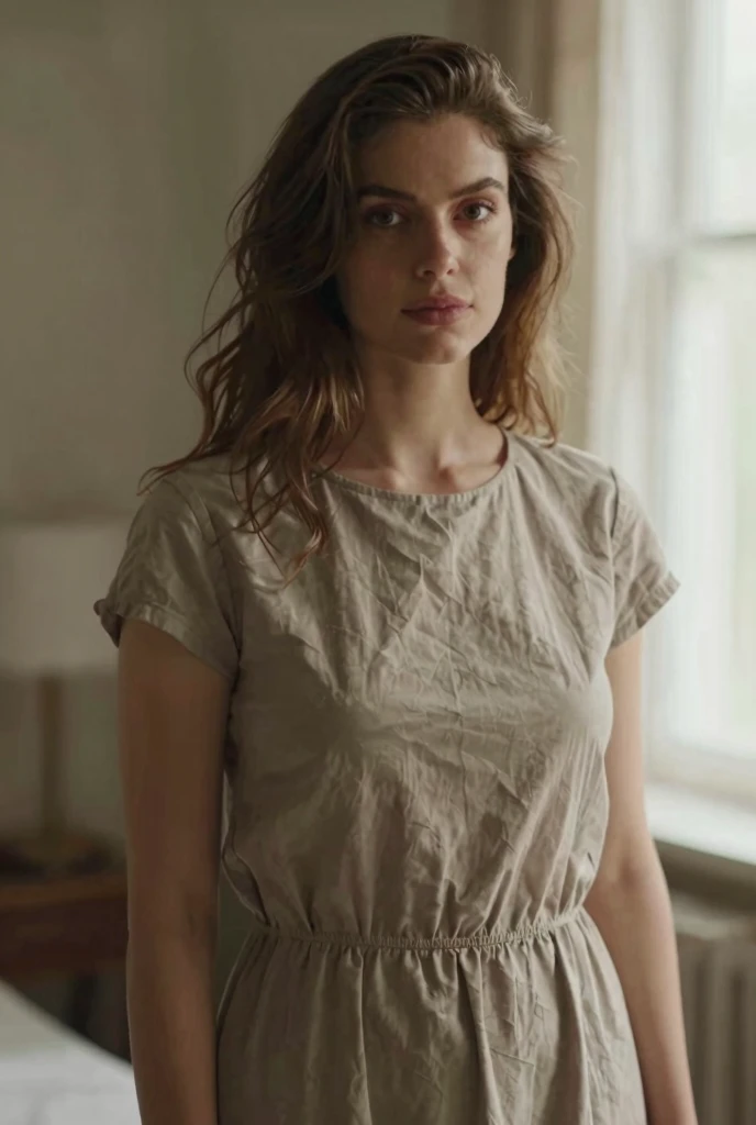   high quality   shot of a extremely hot woman, ( AlexandraDaddario , Alexandra Daddario , alexandrad44, photorealistic, extremely pale skim tone:1 ) random  photograph , she is wearing a sweaty, tight  tshirt , random move ,, tired woman , fit muscular woman  (,  depth of field, insanely detailed skin texture, extremely detailed face, hyper detailed features )