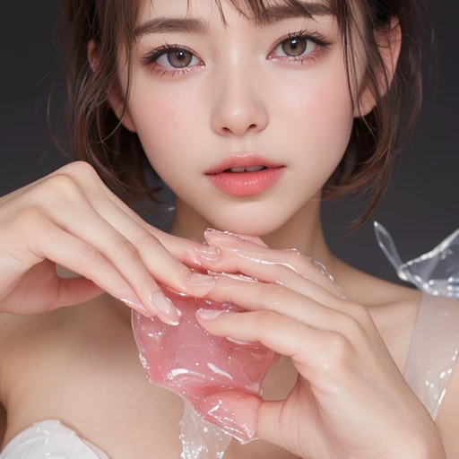 Create an ultra HD image of a happy and relieved person, painless, with a visual representation of the medicine molecules still circulating in the body