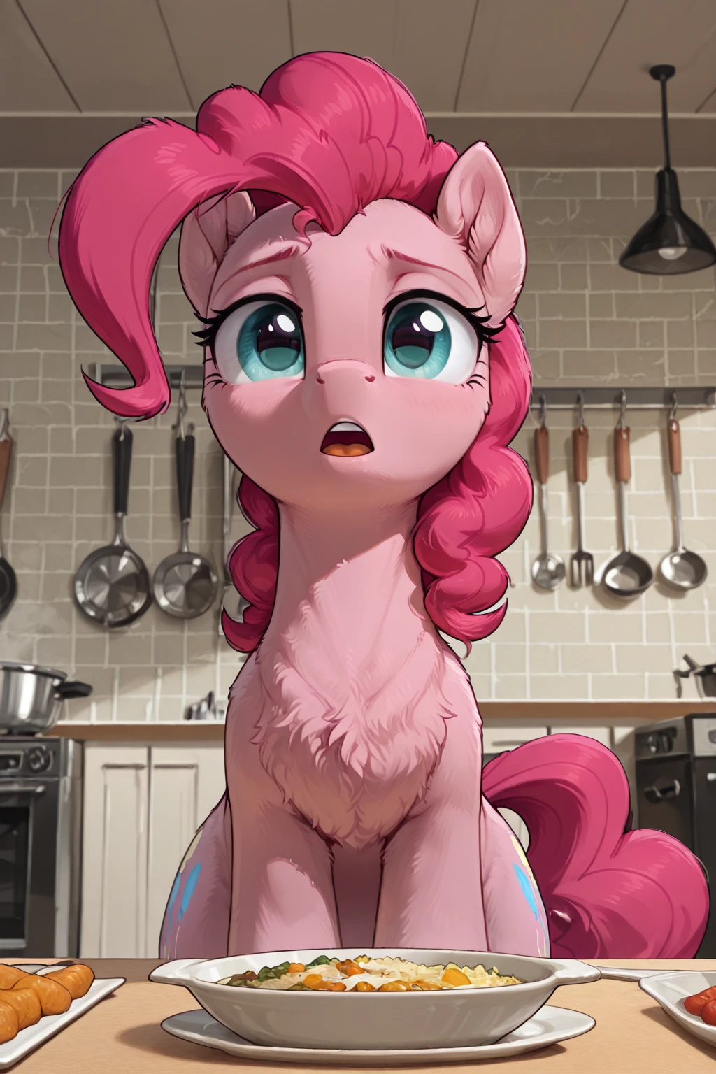 (feral pony pinkie pie), (male werewolf) score_9, score_8_up, dream prompt:score_9, beautiful, detailed cute face, blushing, shocked expression, reverse suspended congress, looking surprised, crying, forest, hooves in view, crying, , ((screaming)), leaking , gaping , aftersex, ((closed eyes)), saliva, , spreading legs, huge , after , arms behind back, spread ,