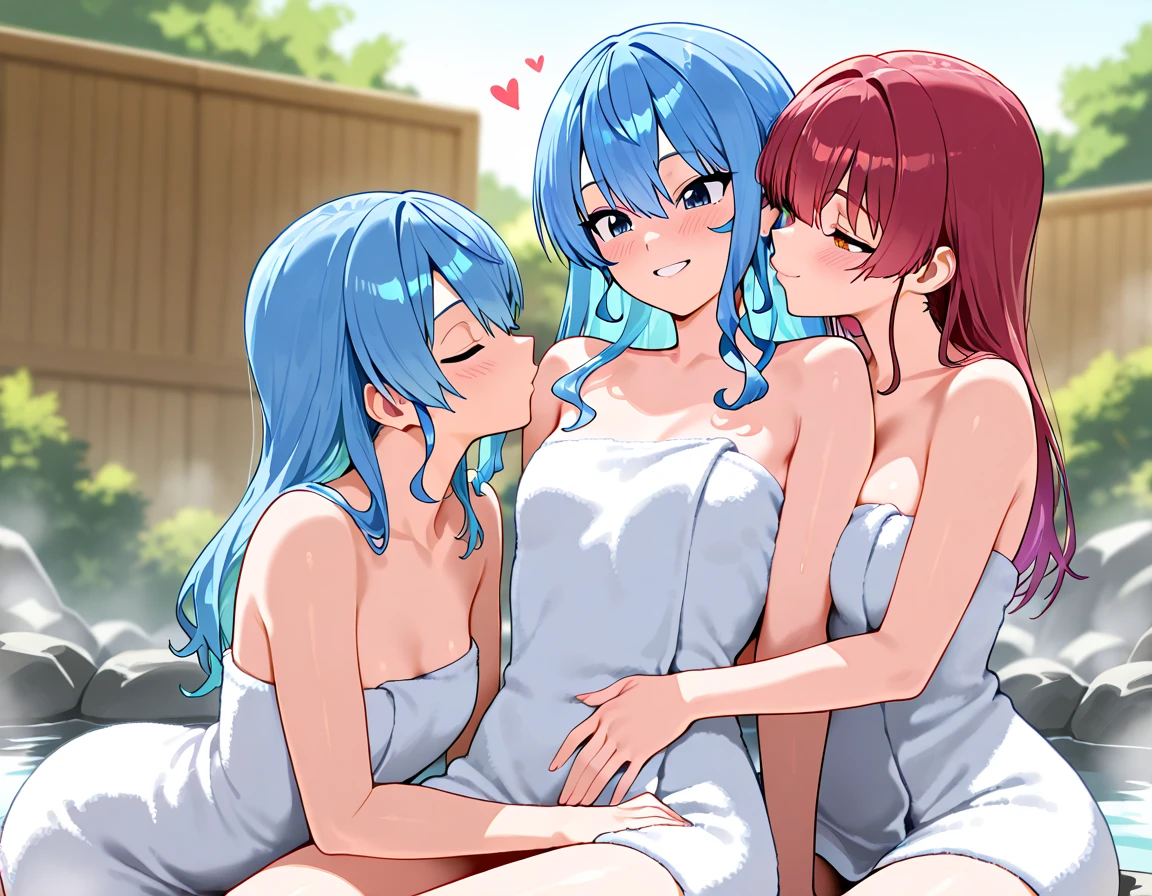 (best quality, masterpiece, ultra-detailed, illustration),(8K wallpaper),(beautiful detailed eyes), beautiful, amazing, sweat, BREAK 1girl, light blue hair,thin pubic hair, male pubic hair, hetero, , breasts, , , , , completely , , multiple boys, 