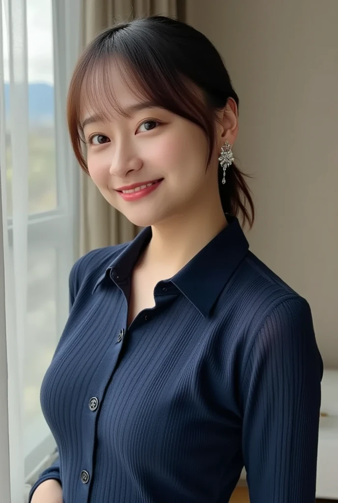 seed:2020674263.((Full body angle:1.1)).((highest quality, 8K, masterpiece:1.3)), ((from below:1.1)).concentrated:1.2, Perfect body beauty:1.4, Hips:1.2, ((Delicate Hair)), (Colorful button-through crop shirt :1.1) , ((highest quality、8K、masterpiece:1.3))、1 Girl、A sloppy smile、Esbian all over、Slim face、Big Boobs、Beautiful woman、(Dark Brown Hair)、Long Hair、1.1、Flickering Valley、Detailed eyes、double eyelid、Blurred Background、超Slim face、Smile、Looking down、stroll、