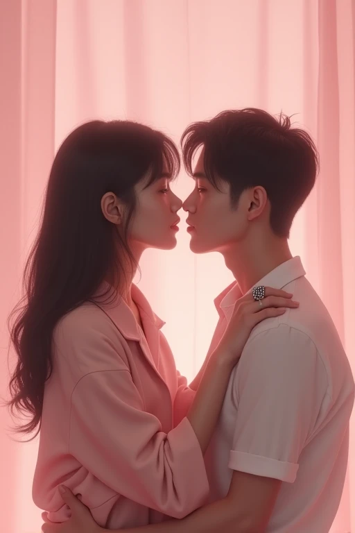 Can you make Junkook kiss a girl violently who feels short up to the shoulder, has dark brown eyes like two Asians and a pink shah