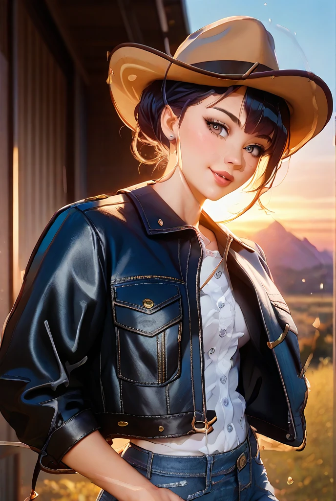 1 chica, (solo:1.2), (De pie:1.3), (interactuando:1.3), (tiro de vaquero:1.5), sonrisa, feliz, a gusto, (Obra maestra:1.3), (mejor calidad:1.3), (perfect :1.4), muy detallado, android18, pendientes, denim, belt, pelo rubio, blue eyes, cabello corto, joyas, (denim vest:1.2), chaleco abierto, pantimedias negras, la camisa negra, falda de mezclilla, (mangas largas a rayas blancas), falda azul, large size , (noche:1.5), (dark alley inside a big city:1.2), (cerca de alambre:1.2), (Garbage lying around:1.2), concrete, poor lighting, (Dystopian), nyantcha, caras expresivas, inspirado en el anime, (sombreado celular:1.2)