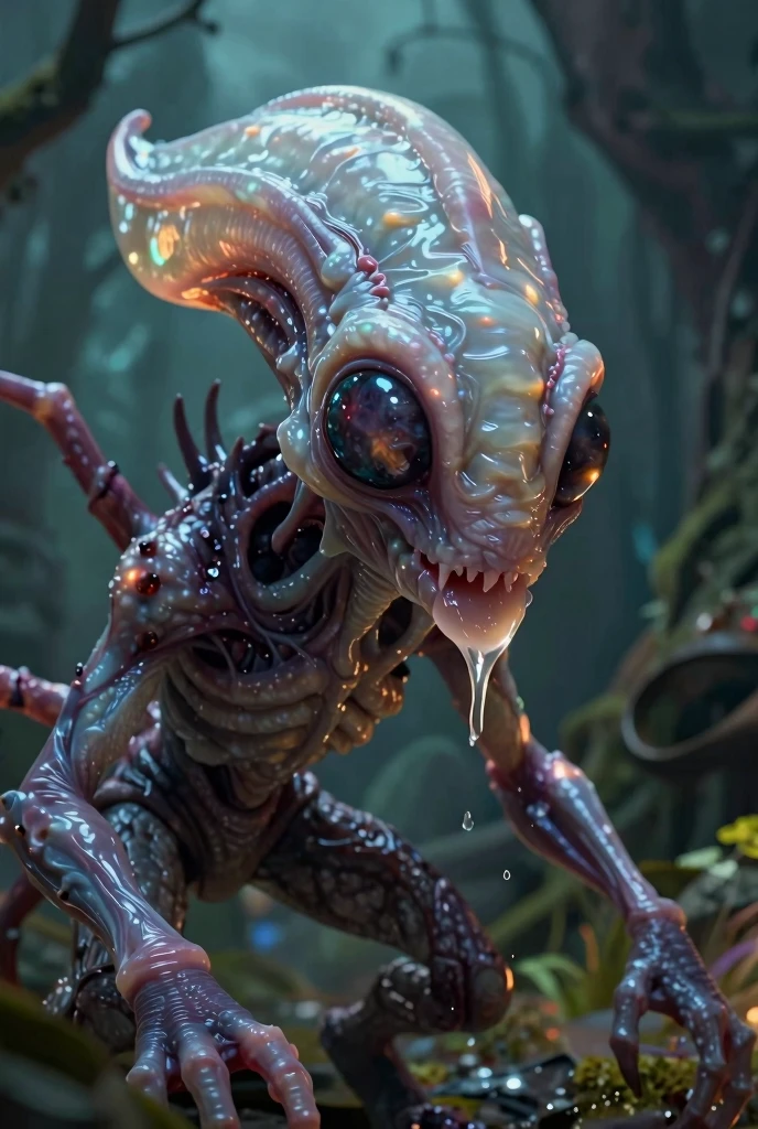 A close up of a creature with blue eyes and a weird face - SeaArt AI