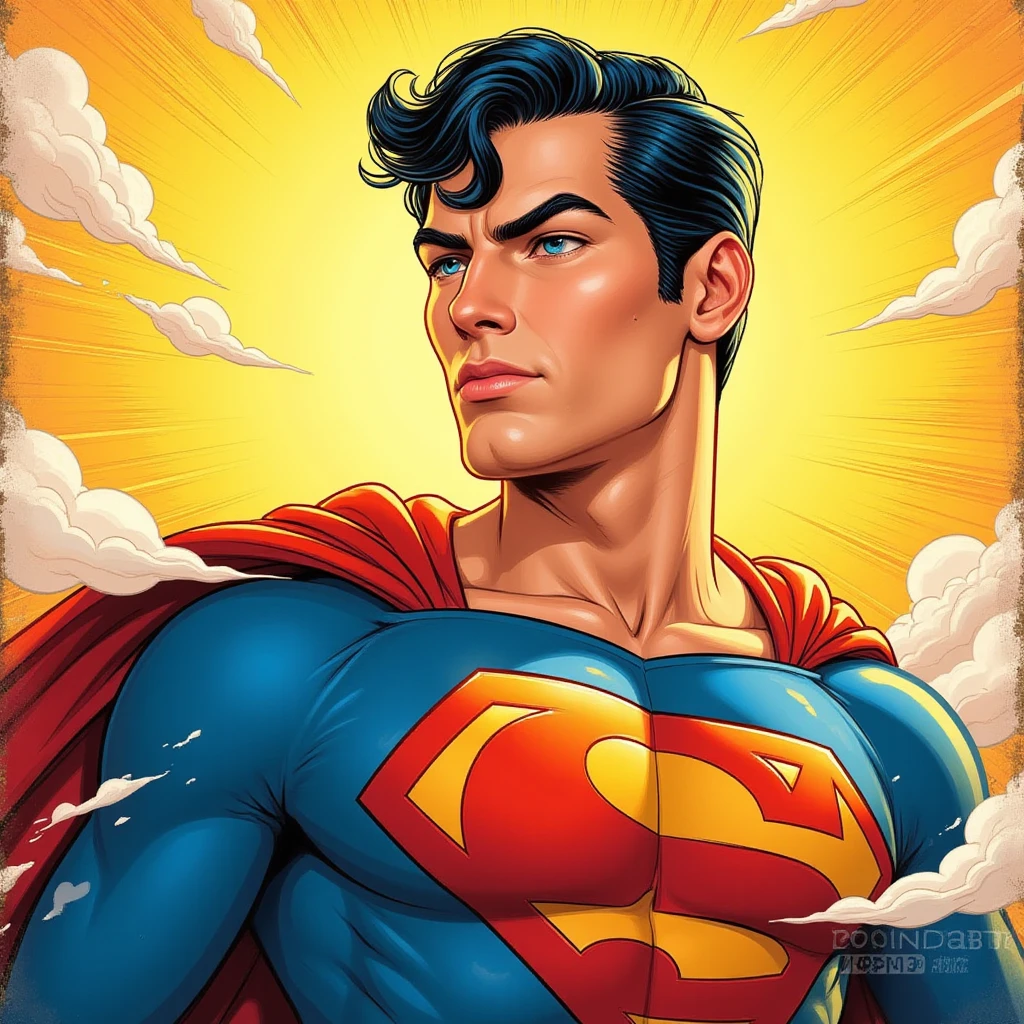 Create a poster with the following sentence "hombres, extraordinary and irresistible beings, full of purpose to face. its nature is to provide security and to be a guide. !Happy Day!" The background can be a superhero theme.