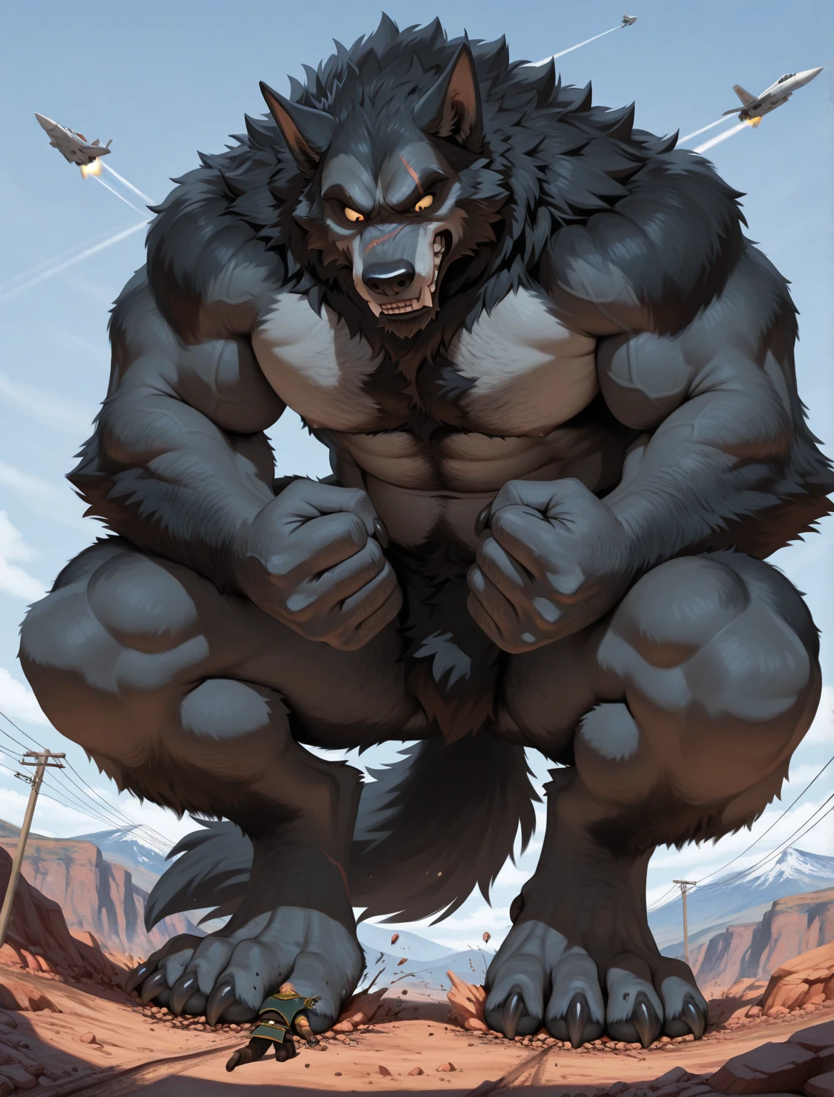 Bara, Solo, by Taran Fiddler, male, muscular male, mature age, middle-aged, furry male, canine, grey fur, , sweaty body,  (knot), super close up, close camera shot, holding , camera focused on , detailed ,  on tip, hanging , steamy, veiny, 