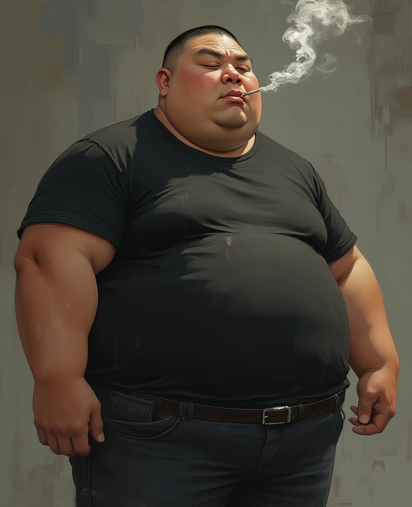 Make an image of a trans boy with a huge big fat  