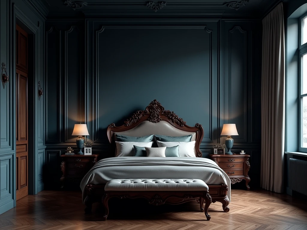Masterpiece, 4K, beautiful design, absurdres, ,lh_room, a bedroom with a bed and a chandelier, (masterpiece:1.5) (painting:1.1) (best quality) (detailed) (intricate) (8k) (HDR) (wallpaper) (cinematic lighting) (sharp focus)