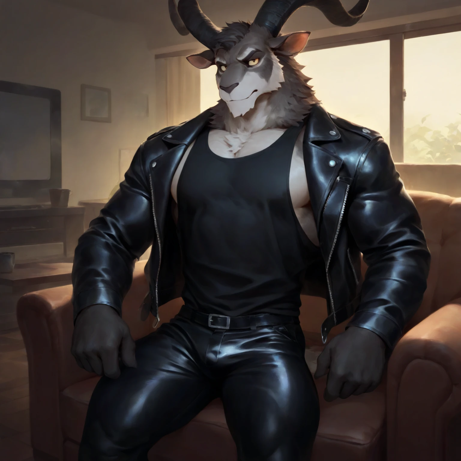 (by gerrkk, by darkgem,by phinnherz,by null-ghost, by chunie),(,by takemoto arashi:0.8), (by_6suan), score_9, score_8_up, score_8, score_7_up, score_7, anthro, anthro bovine, taurus, 5_fingers anthro ball_tuft  biped black_body black_fur black_hair black_ blue_border bodily_fluids border clothing clothing_around_one_leg cloven_hooves dripping  fingers  fur _fluids   hair hooves horn humanoid_ humanoid_ male male_anthro muscular muscular_anthro muscular_male navel  obscured_eyes partially_retracted_ pecs   _drip  saggy_ simple_background sitting solo tail tuft  _around_one_leg unguligrade