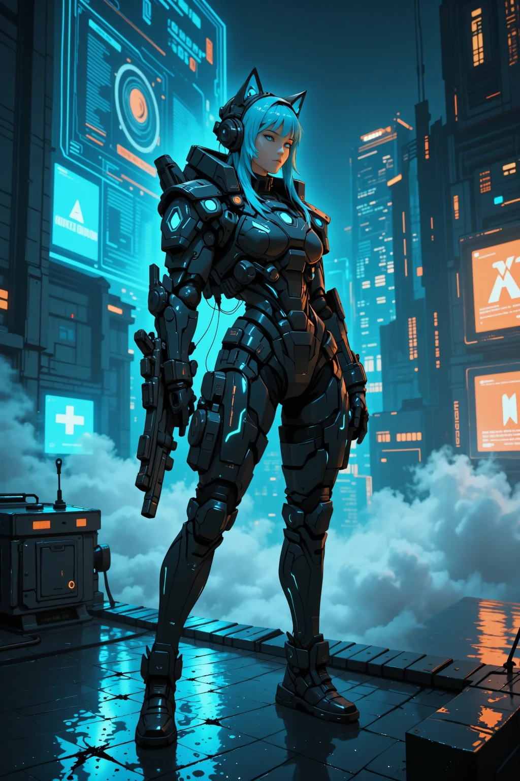 masterpiece,best quality,ultra-detailed,very detailed illustrations,extremely detailed,intricate details,highres,super complex details,extremely detailed 8k cg wallpaper,cowboy shot, caustics,reflection,ray tracing,demontheme,nebula,dark aura,cyber effect, (1girl:1.4),solo,alone,mecha musume,mechanical parts, robot joints,single mechanical arm, headgear, mechanical halo,star halo,intricate mechanical , mecha corset, kimono, full armor, very long hair,white hair, hair between eyes, multicolored hair, colored inner hair, red eyes,glowing eye,eye trail, random expressions,random action, ancient japanese architecture,pond, starry sky,skyline,