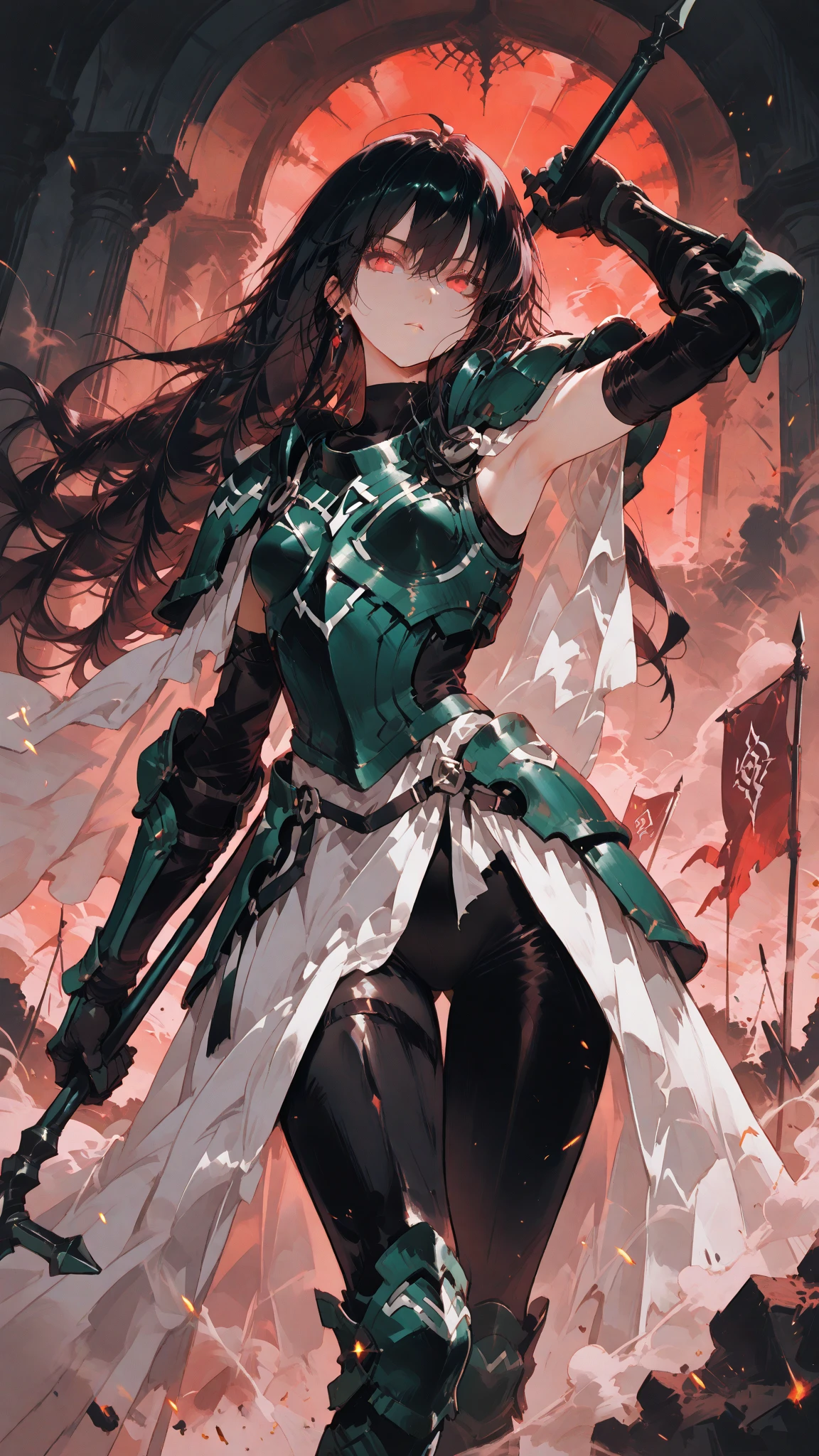 A Stirring, High-Quality Masterpiece of a member of a Ranger Team. The ranger is adorned in vibrant colors: rosa, red blazing in the foreground, violet, green, yellow, black blue, and white. Her dynamic poses exude energy and courage against a background that pulsates with neon, fire, plasma, and fluorescent hues, embodying the essence of the classic Sentai superhero team. The ranger's outfit is sophisticated and modern, with intricate details that reflect her individual theme. She stands ready for action, weapons in hand, under the hues of a breathtaking sunset, bathed in cin