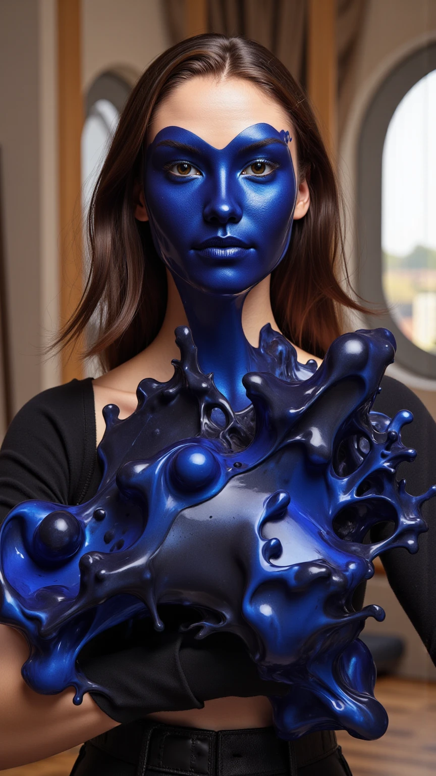 film photography, vintage, fashion shoot of horror, blue background