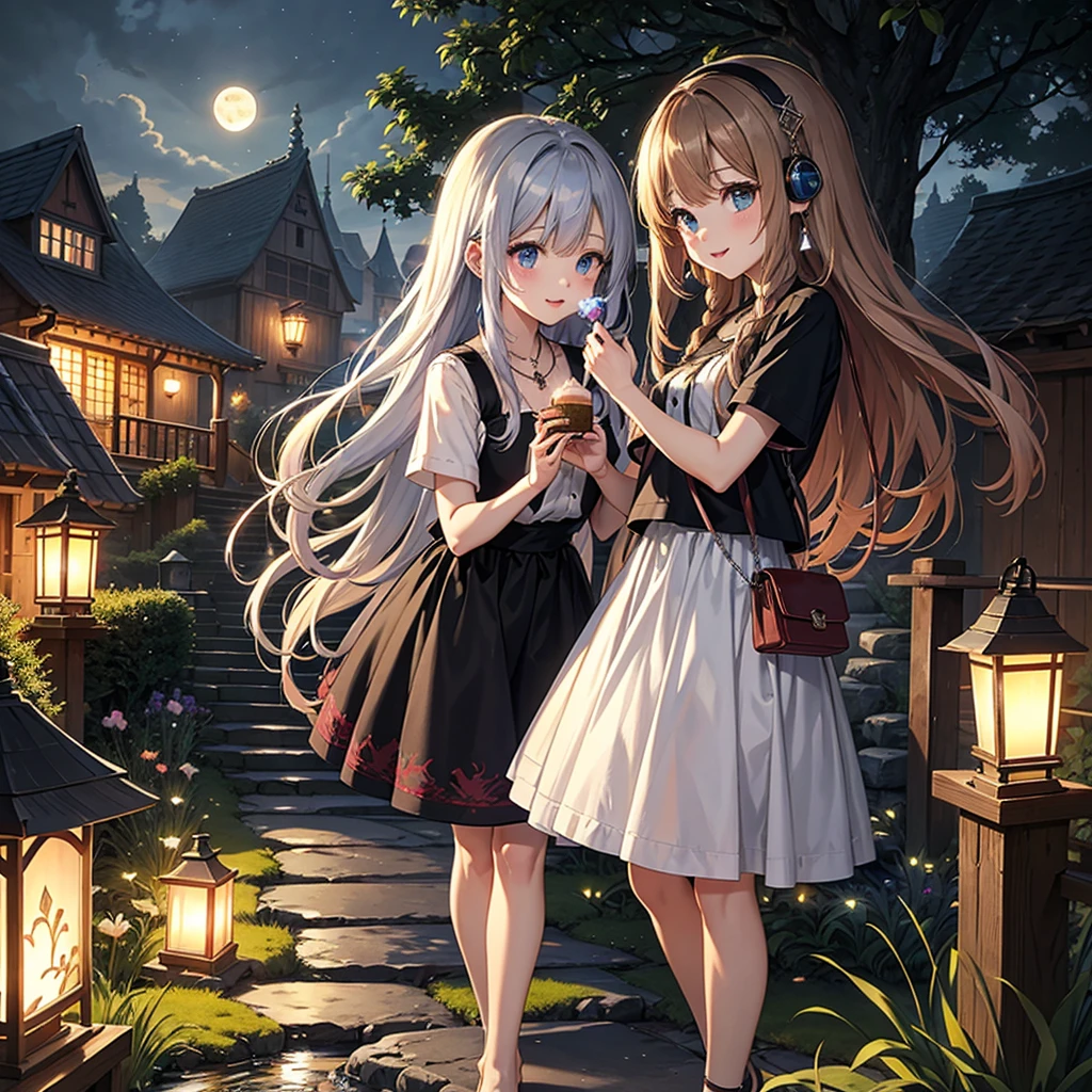 Red-blonde、red eyes、one good looking girl、独奏、animesque、lightly dressed、Plaid 、wetting hair、sitting on、Black T-shirt、large tree、fullmoon、It's snowing、monster castle、railroad crossing、lantern、Gates of Hell、gatekeeper of craft、I'm looking cold