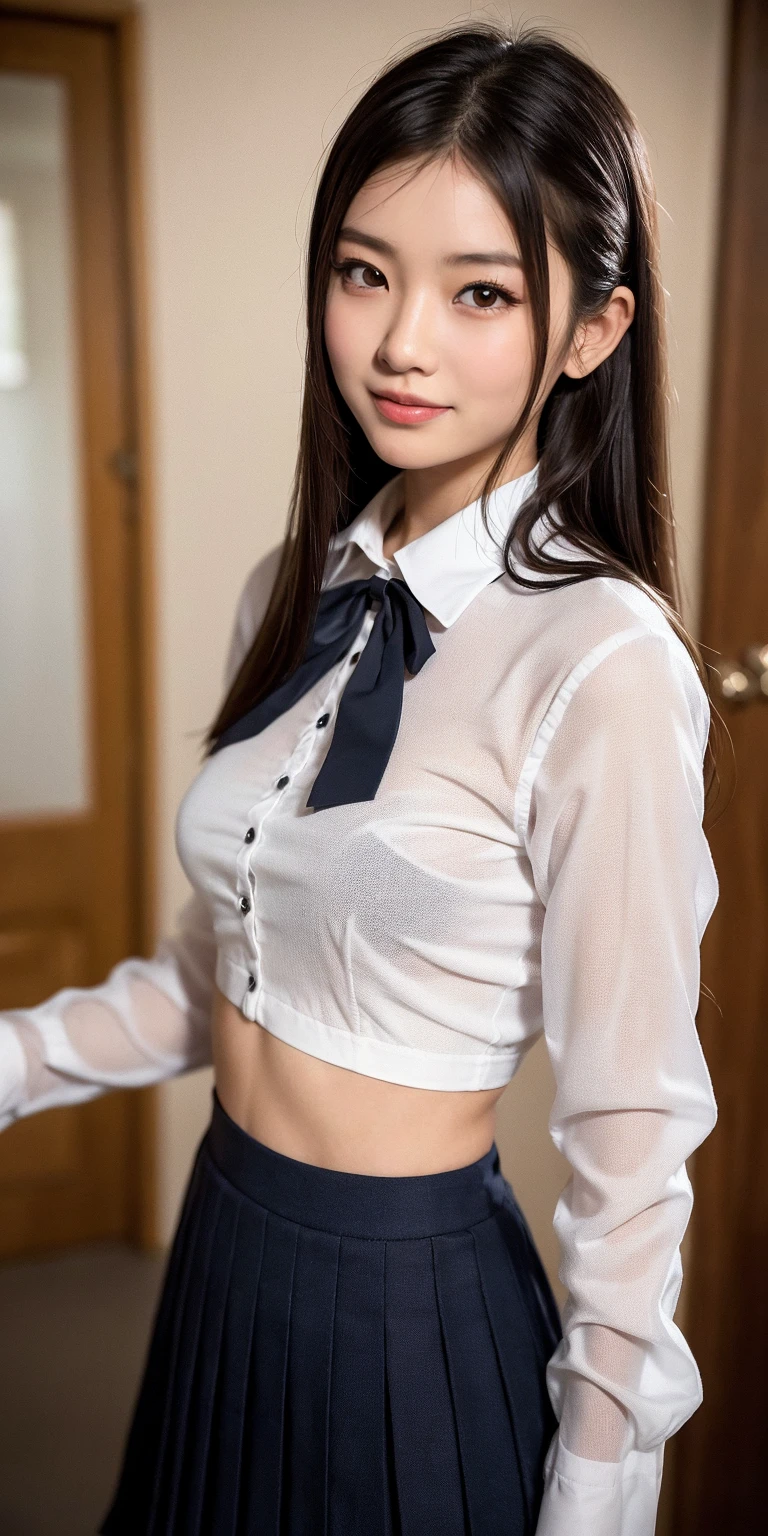 masterpiece,best quality,ultra-detailed,1girl, blouse,,(heyapanel), finger to far,blush,from side upper body, lovehotel, reception,scenery,japan