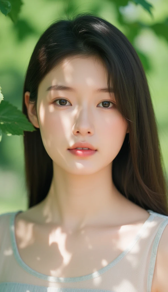 8K, Ultra-high resolution, Highest quality, masterpiece, 三分割法によるphotograph,Surreal, photograph, 1 girl, (16 years old:1.3), pretty girl, Cute face, Beautiful eyes in every detail, 細かくdetailedに,masterpiece,, One Girl:1.2, Japan Female Announcer,whole body,Young Wife,Girl with her back to the camera, evening, forest、Full of cleanliness,A carefree smile,Healing the heart,Semi-long layered hair,Looking at the audience、beauty,Long neck、Laugh a little、Please close your mouth and laugh、(((Ideal body type))),A-cup small breasts :2,、Portraiture:2、Perfect 、鮮明なdetailed、detailed、Surreal、Light and shadow,Strong light