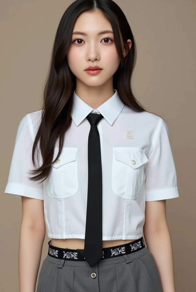 A rell girl with prefect body age 18 yer girl long black here white shirt and short pant in korean Girl cute face 
