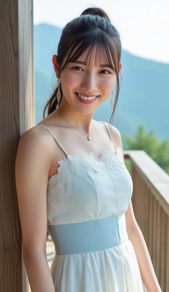1 Nogizaka Musume、very cute、beautiful girl、19 years old、(Gothic Fashion)、Beautiful Face, Exquisite eye and skin detail、Fine, shiny black hair、Elegant frills、Frilled tie、Ribbon tie、Rose Hair Accessories、(Smiling for the camera)、(Cowboy Shot)、(European Seas)、break、(Delicate lace、Soft fabric、beautiful rose pattern dress)、Perfect 、Four fingers and a thumb、Seaside Background、BREAK ceremony,((Random sexy poses、put in、Deep joy, Ecstatic eyes:1.2)), ((I gasp hard:1.2))、Ecstatic face、 expression, Through clenched teeth、My whole body is convulsing、Official Art，Highly detailed CG Unity 8k wallpaper, (masterpiece:1.0),(highest quality:1.0), photo shoot, 8k, Browsing Caution, High resolution, Kodak Portrait 400, Film Grain, Lens flare brilliance,Very low camera angle, View your viewers, Back view, look back
