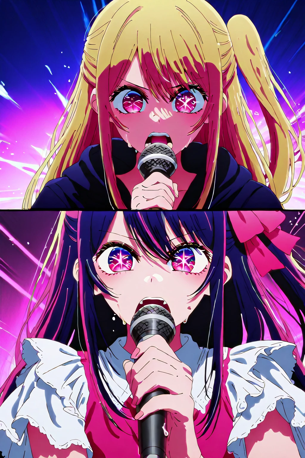  woman 、She is  with her tongue out.