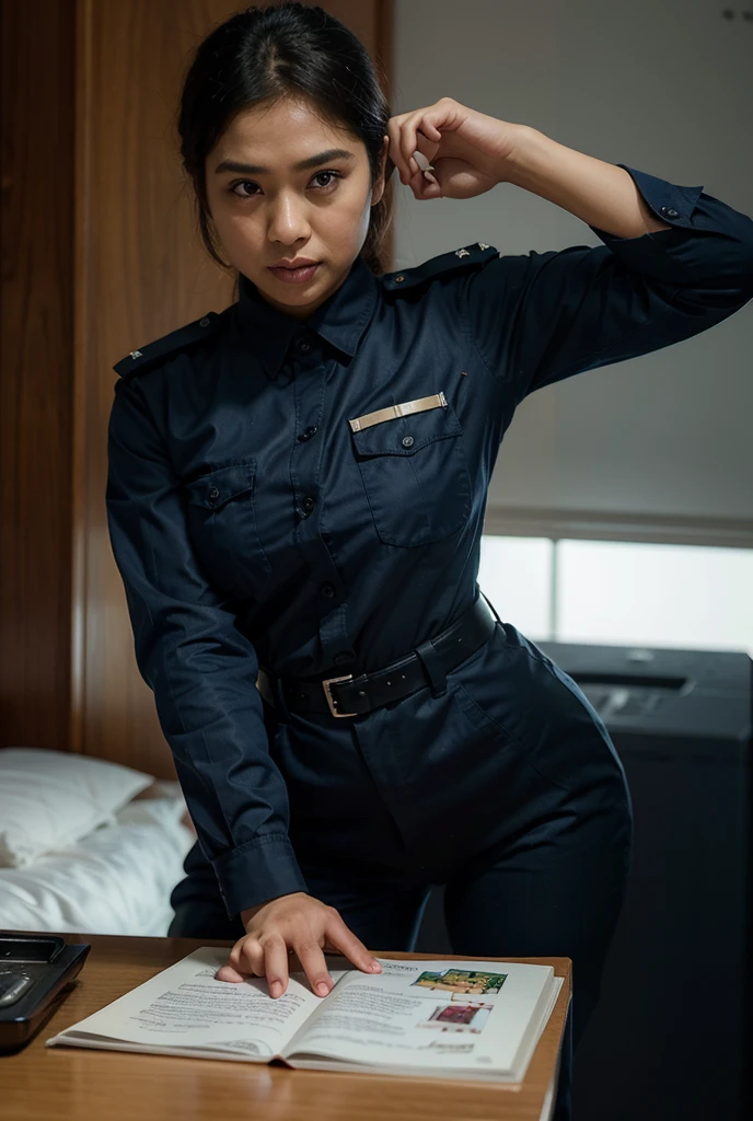 Khaki suit, khaki civil servant, Thai teacher uniform:1.3, Beautiful girl with extra long hair, Two meter long hair, Long hair that catches the eye, long black hair, Her hair is very long., Long, shiny hair, Long, thick, soft hair, Extra long hair, Dynamic posts, like full body, Short sleeve shirtสีกากี, short pencil skirtสีกากี, side cut, Decorated with military insignia., black high heels, The sexiest, small waist, hips raised, small thighs, Long legs, Huge breasts, Huge breasts:1.5, big breast, Very big breasts, Eye-catching breasts, A gigantic rift, Not completely covered, big breast, Huge breast, Big tits D, สาวTwo meter long hair, Beautiful face, red lips, Very shiny, แต่งBeautiful face, Military rank insignia, short pencil skirt, tight, ultra short skirt, very short skirt, Wear a ., Short sleeve shirt, tight fitting, in the background, blurred garden., 