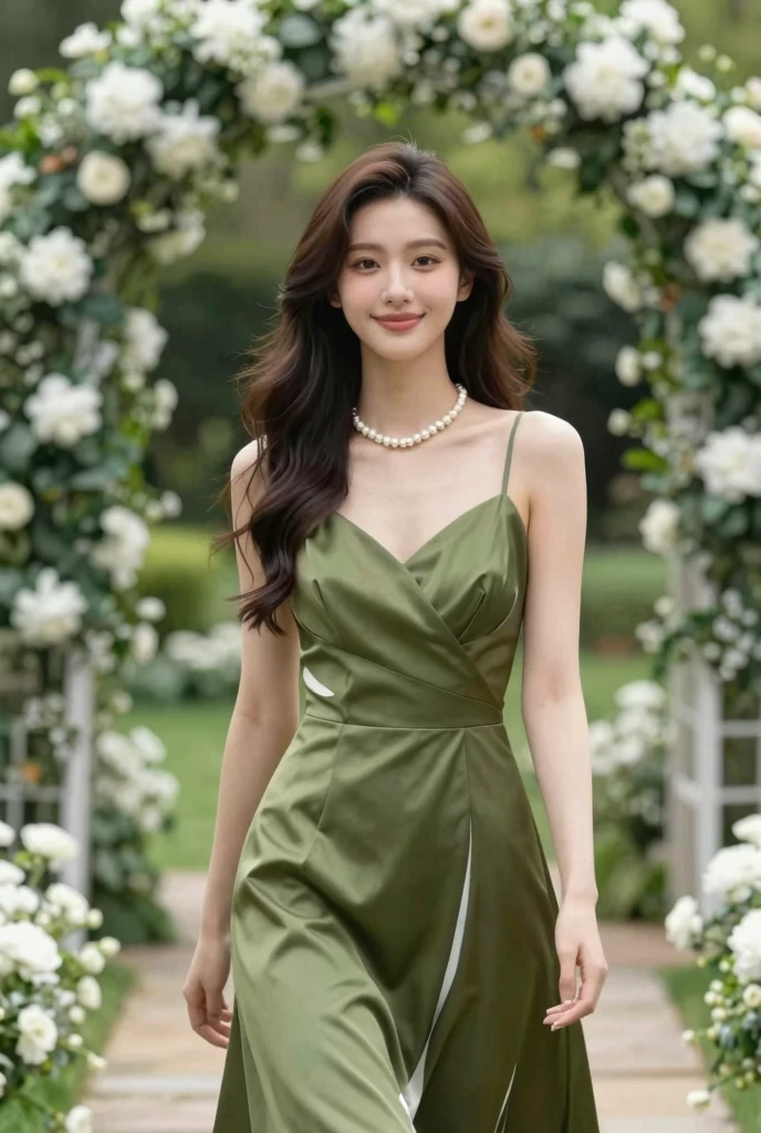 Girl walking down the runway at a fashion show, thigh,  dress, (High resolution:1.3), (16K, Realistic, RAW Photos, Best image quality: 1.4), Japanese, (One Girl), Beautiful Face, (A vivid face), Realistic eyes, Beautiful and detailed, (Realistic Skin), Beautiful skins, charm, 超High resolution, Surreal, High detail, Golden Ratio, Highly detailed cute girl,(20-year-old)