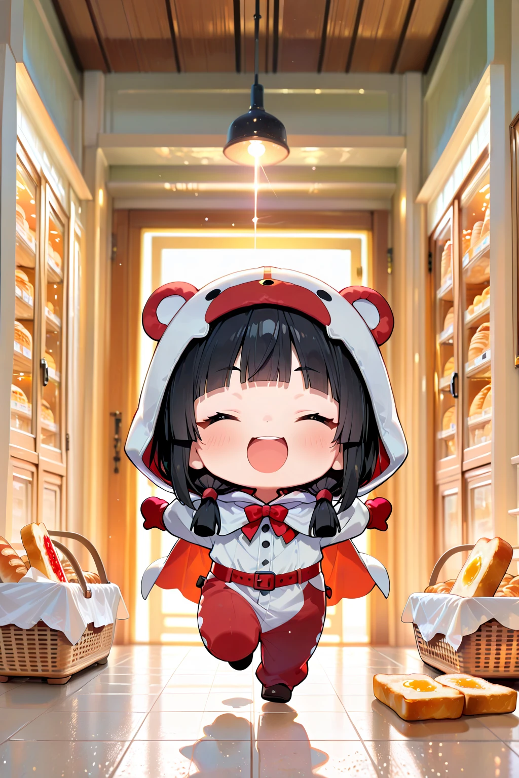 (Kigurumi pajamas style) (18 yo, solo straight:1.2 black hair long hair sexy girl, cute red eyes, love smile, big tits), (hand holding a biggest shape of number 0:1.5 for chocolate), (in a Kumamon hooded kigurumi pajamas), break, in the lovely bedroom of Kumamoto, BREAK, masterpiece, best quality, 16k, beautiful detailed grow, daydreaming expression.